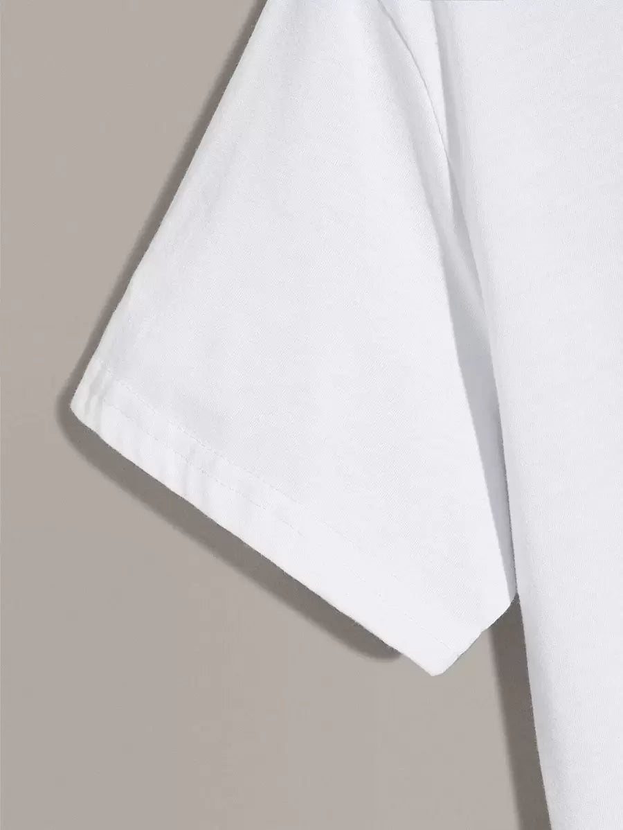 T-shirt Homme Uni à Col Rond et Manches Courtes