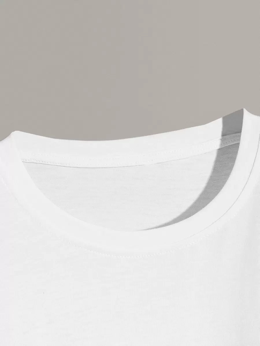T-shirt Homme Uni à Col Rond et Manches Courtes