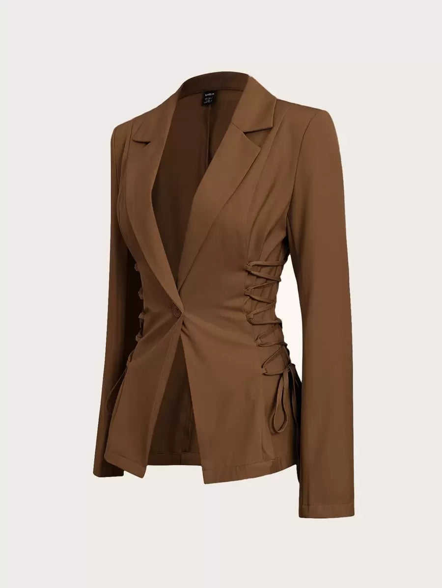 Blazer Femme Uni avec Lacets Latéraux