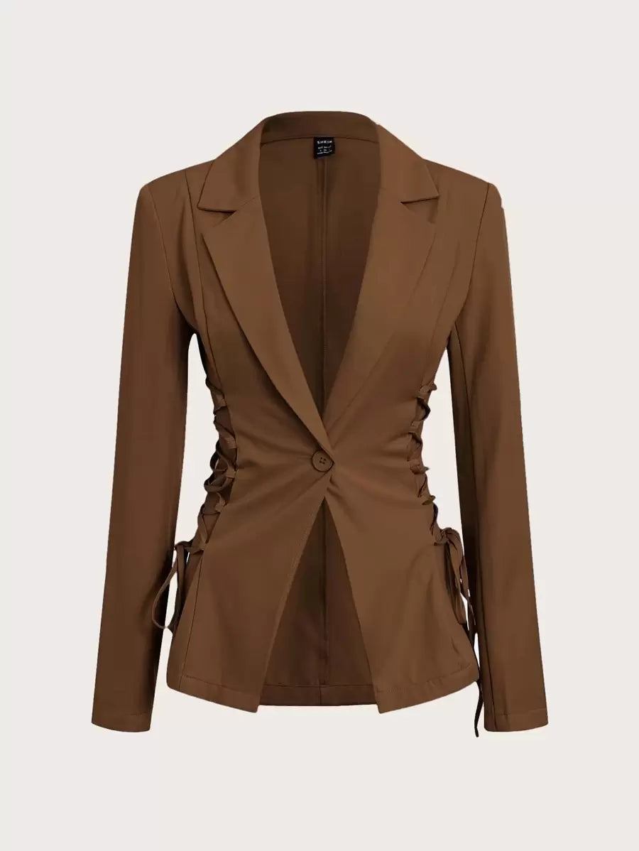 Blazer Femme Uni avec Lacets Latéraux