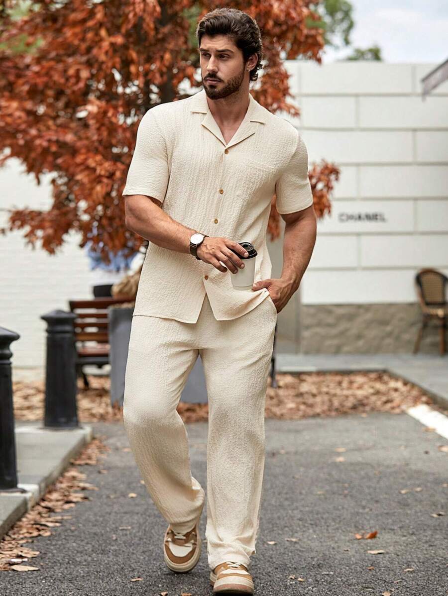 Set Décontracté Homme – T-shirt & Pantalon Uni