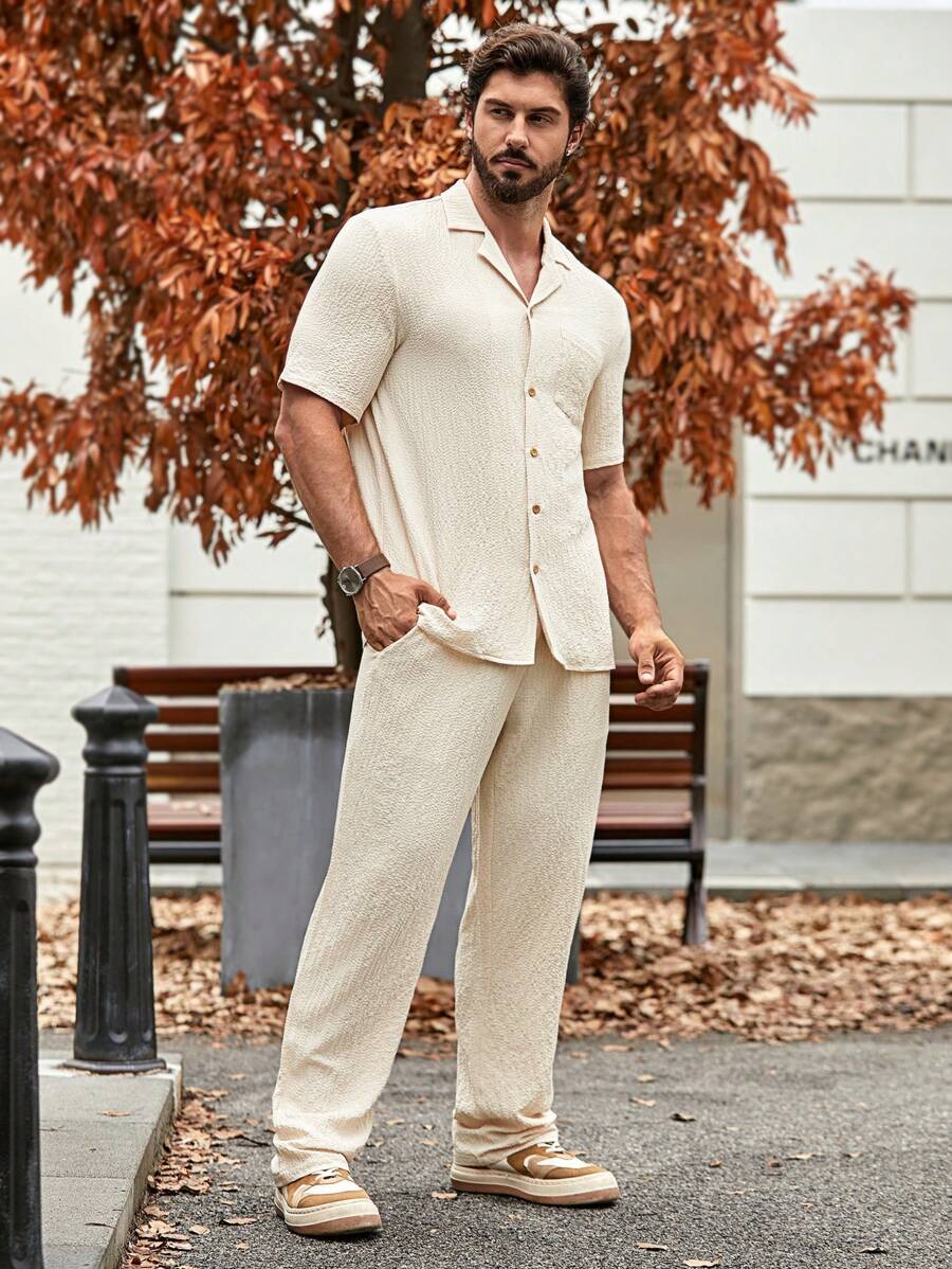 Set Décontracté Homme – T-shirt & Pantalon Uni