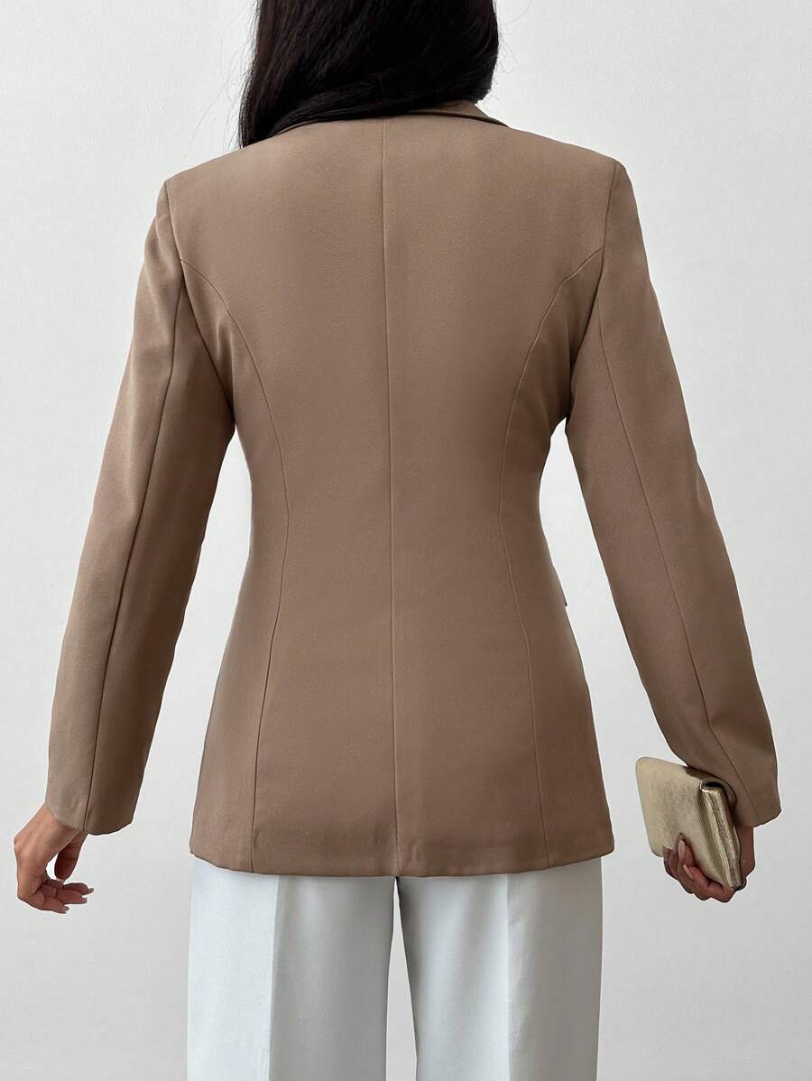 Blazer Femme à Col Revers et Bouton Unique
