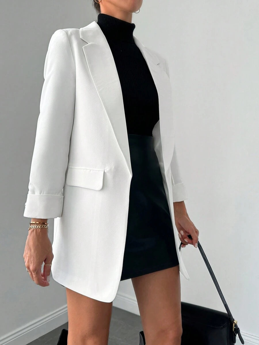 Veste Femme Élégante à Revers Minces