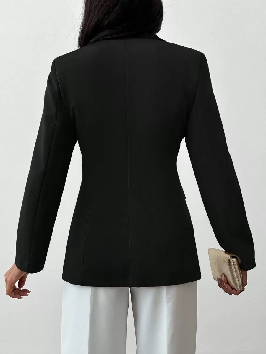 Blazer Femme à Col Revers et Bouton Unique