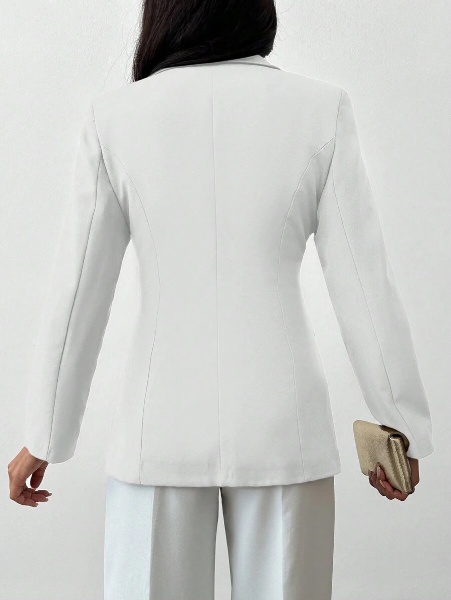 Blazer Femme à Col Revers et Bouton Unique
