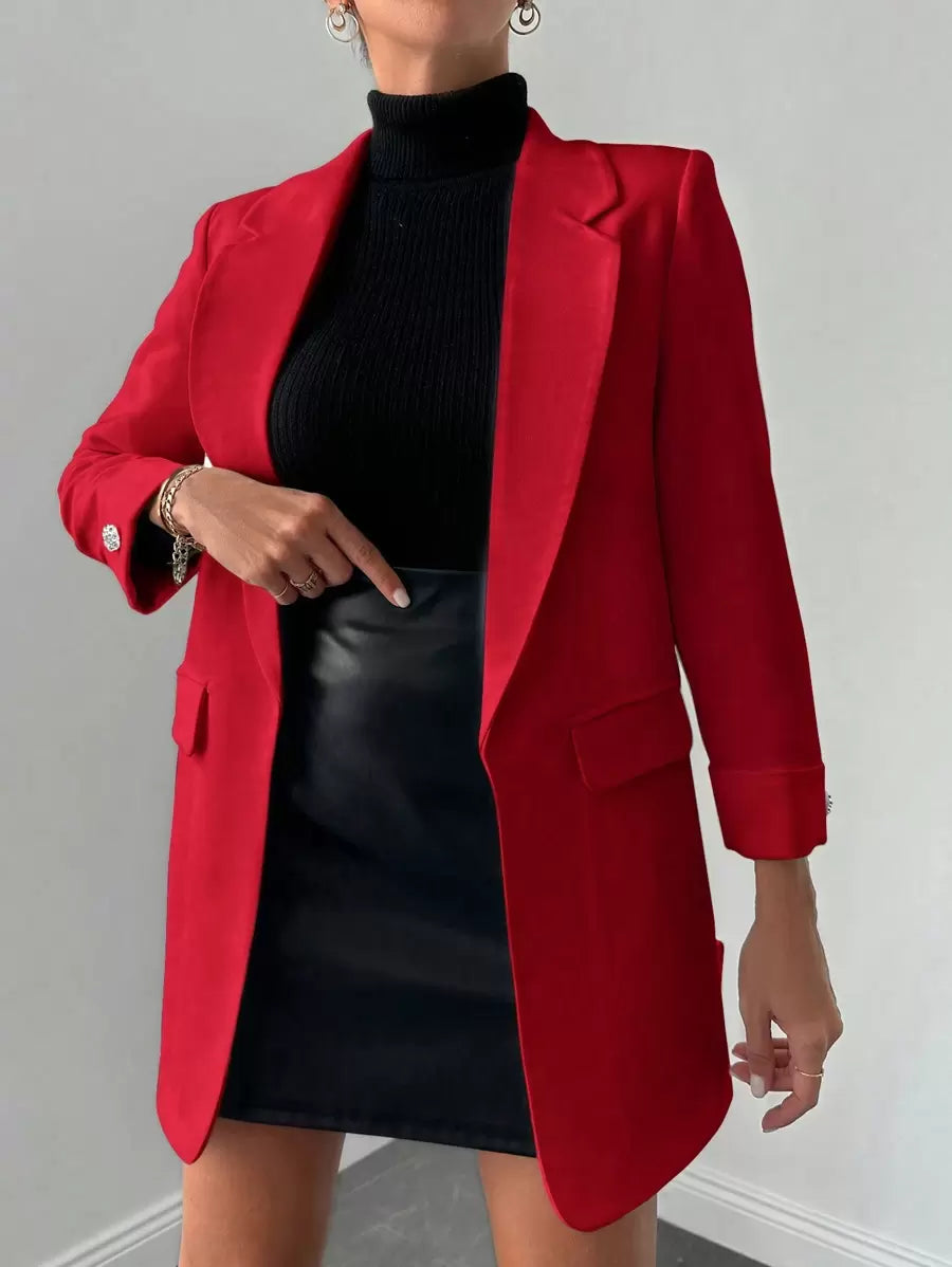 Veste Femme Élégante à Revers Minces