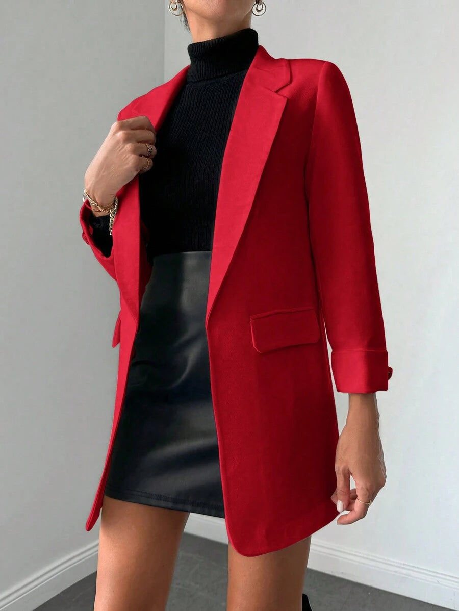Veste Femme Élégante à Revers Minces