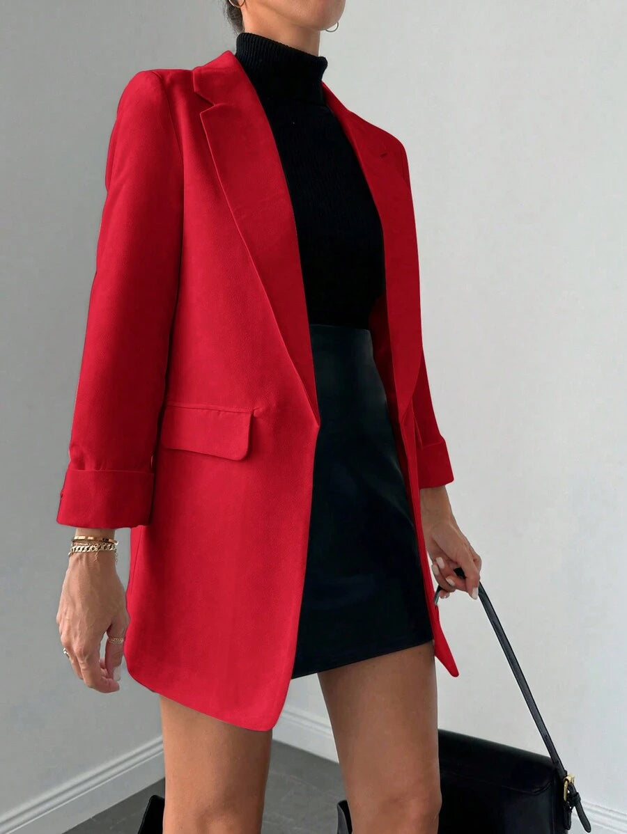 Veste Femme Élégante à Revers Minces
