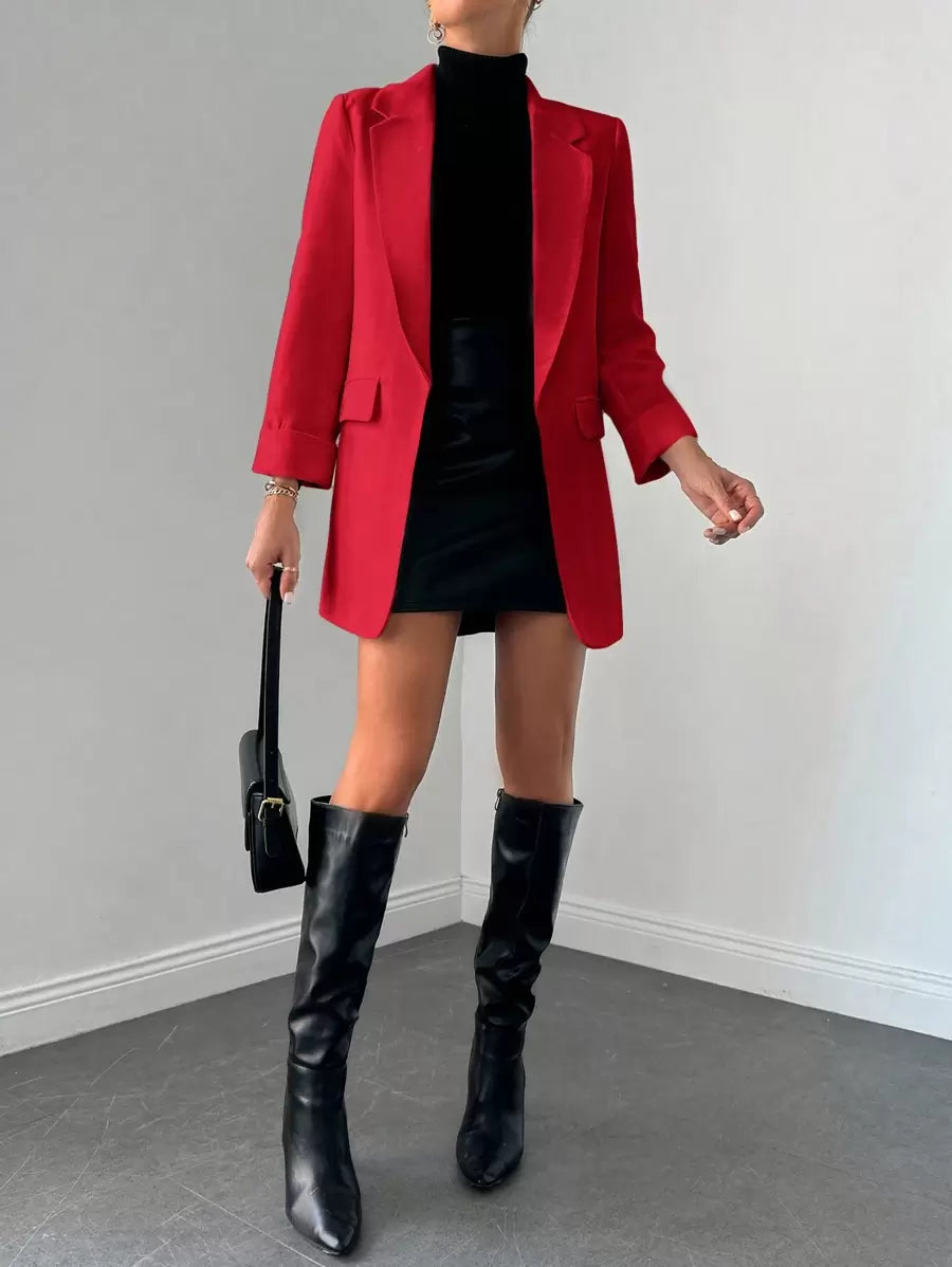 Veste Femme Élégante à Revers Minces
