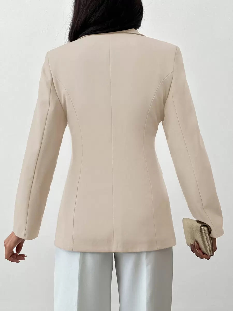 Blazer Femme à Col Revers et Bouton Unique
