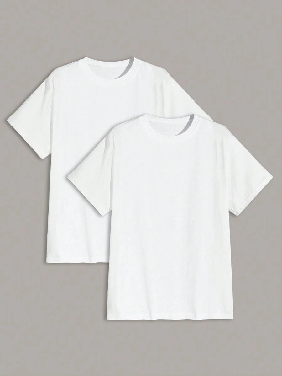 T-shirt Homme Uni à Col Rond et Manches Courtes