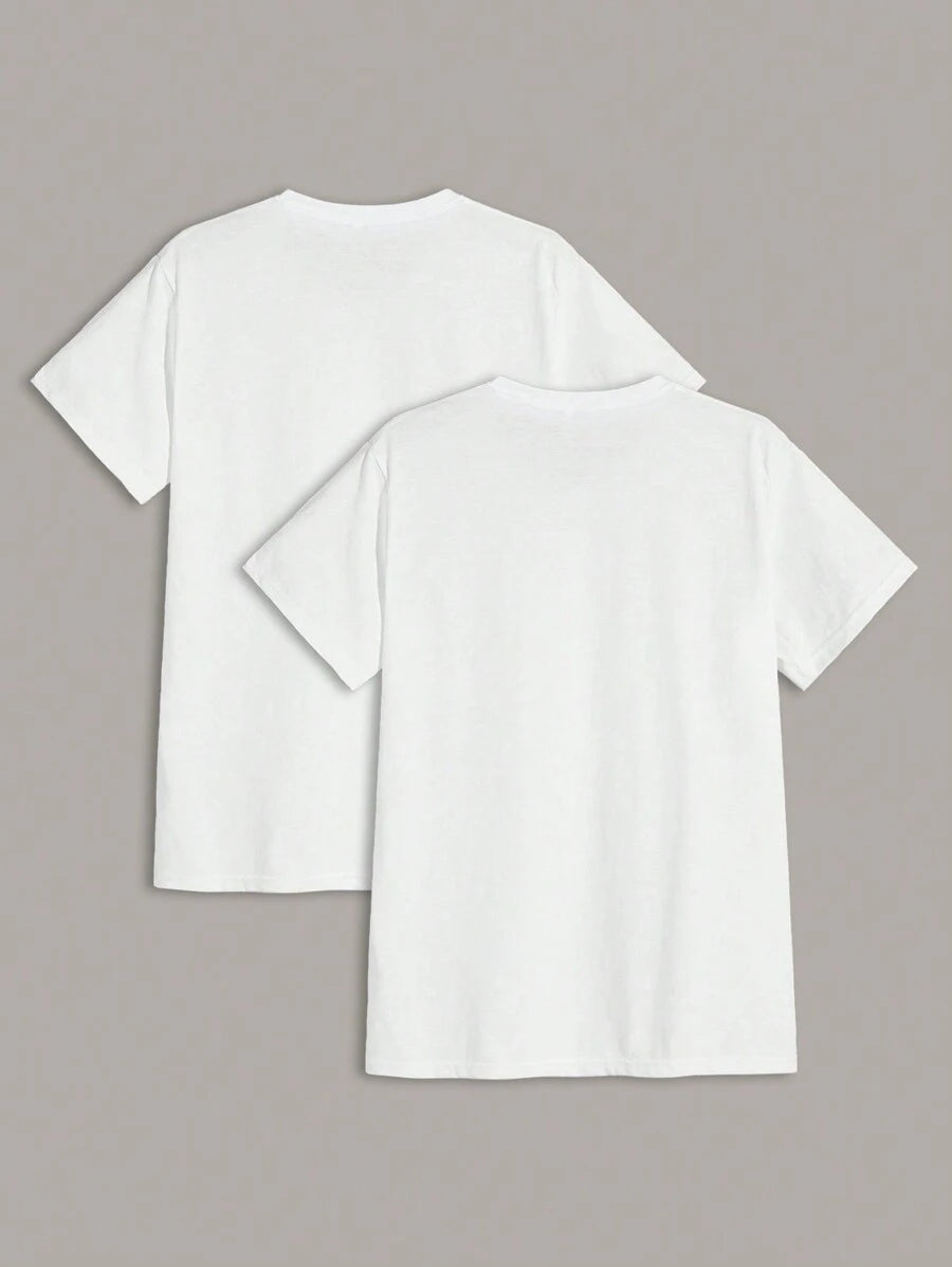 T-shirt Homme Uni à Col Rond et Manches Courtes