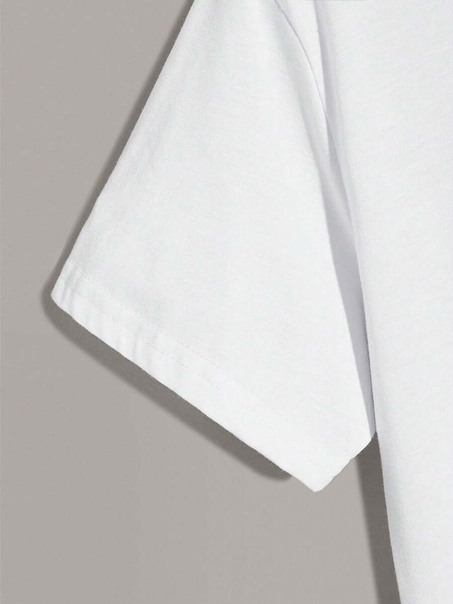 T-shirt Homme Uni à Col Rond et Manches Courtes
