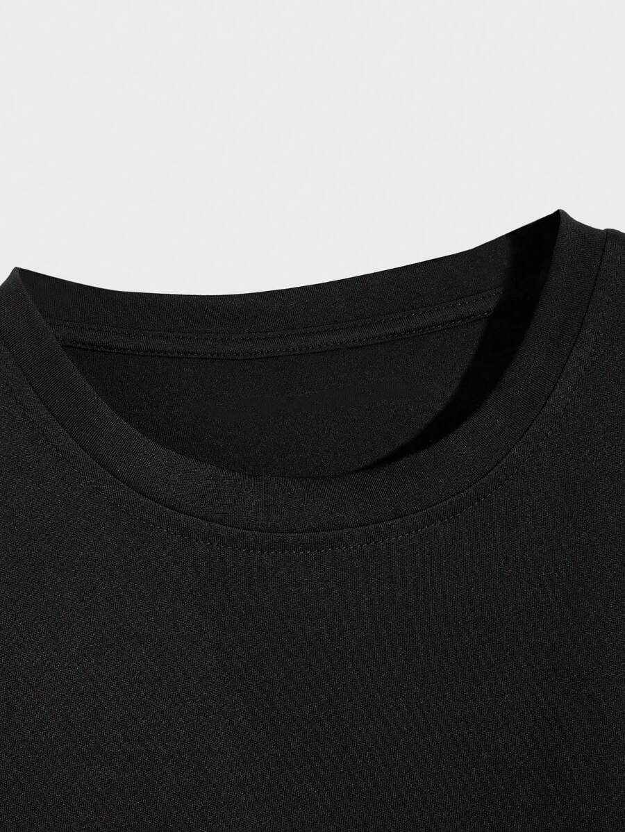 T-shirt Homme Uni à Col Rond et Manches Courtes