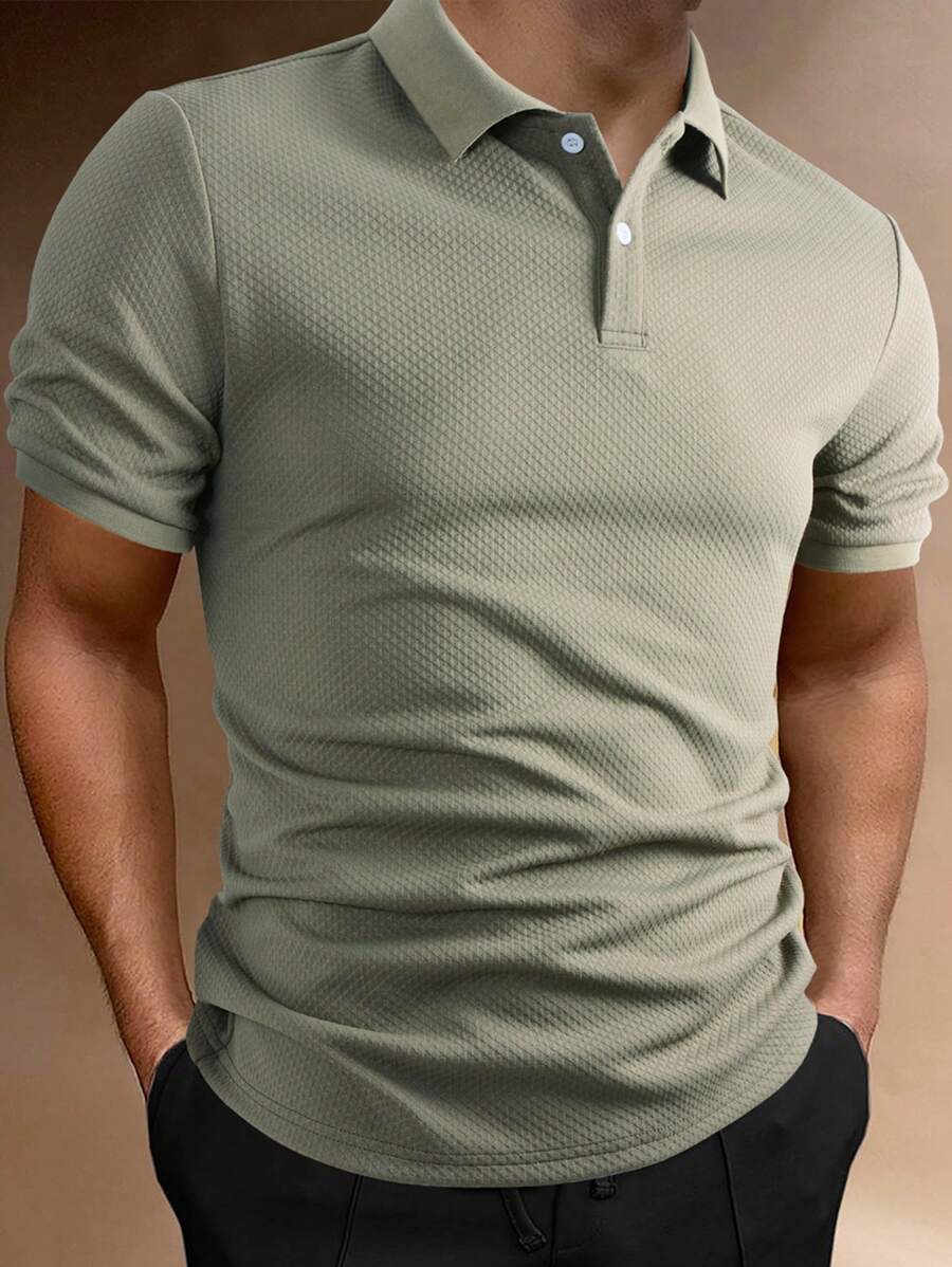 Polo Homme Uni à Revers, Style Casual