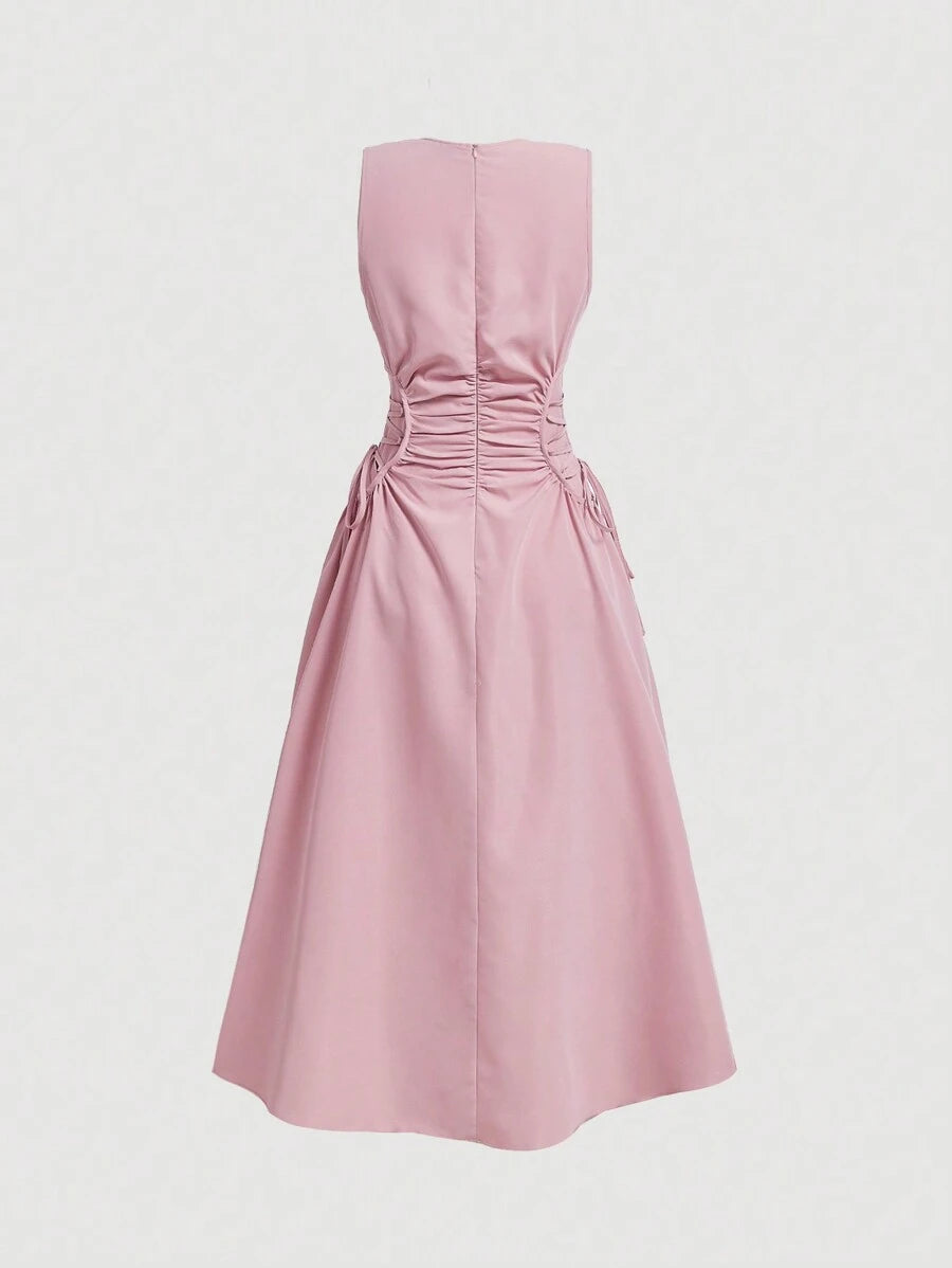 Robe Longue Unicolore à Volants Style Date Night