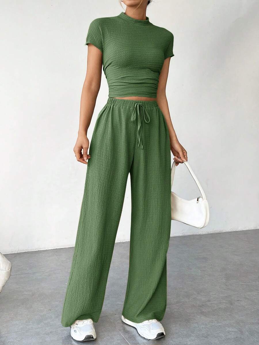 Ensemble Été Uni – Top Court & Pantalon Fluide