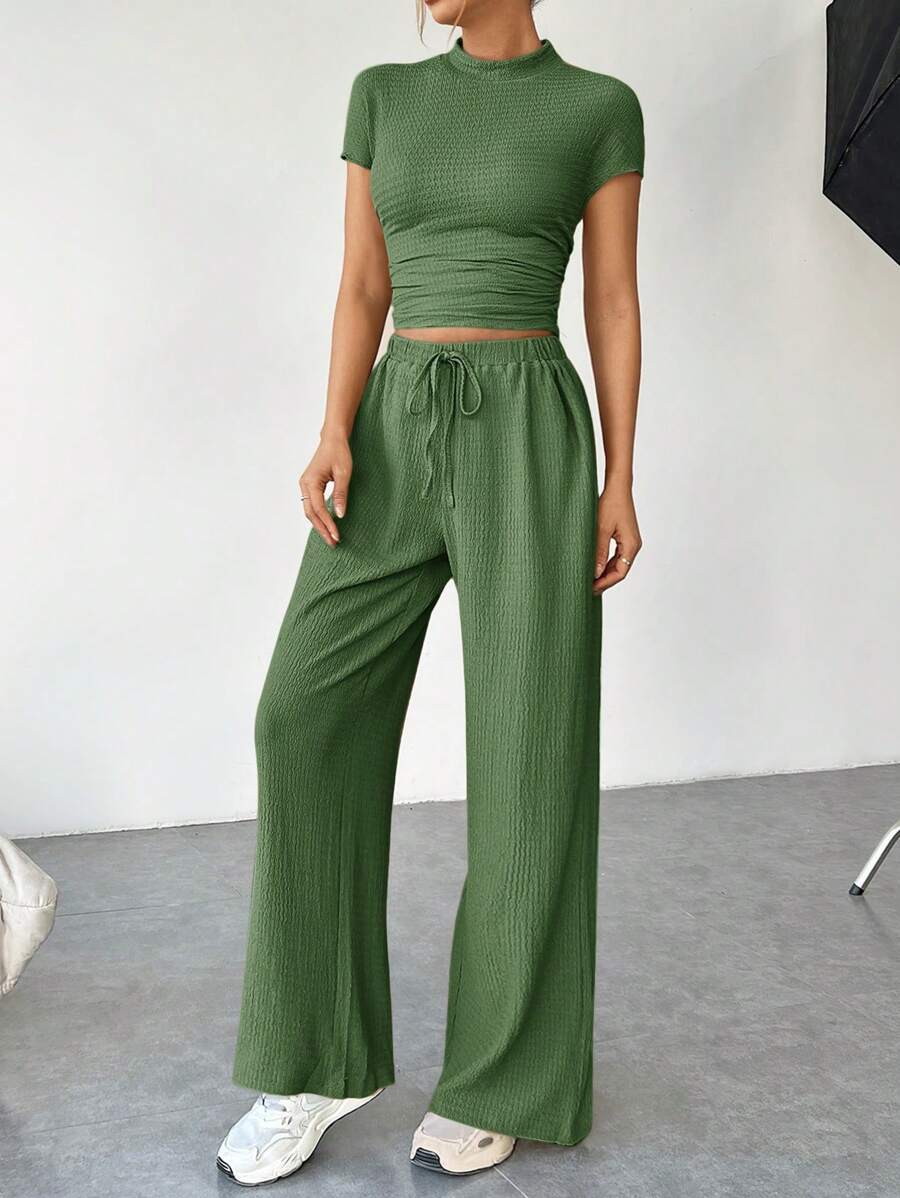 Ensemble Été Uni – Top Court & Pantalon Fluide