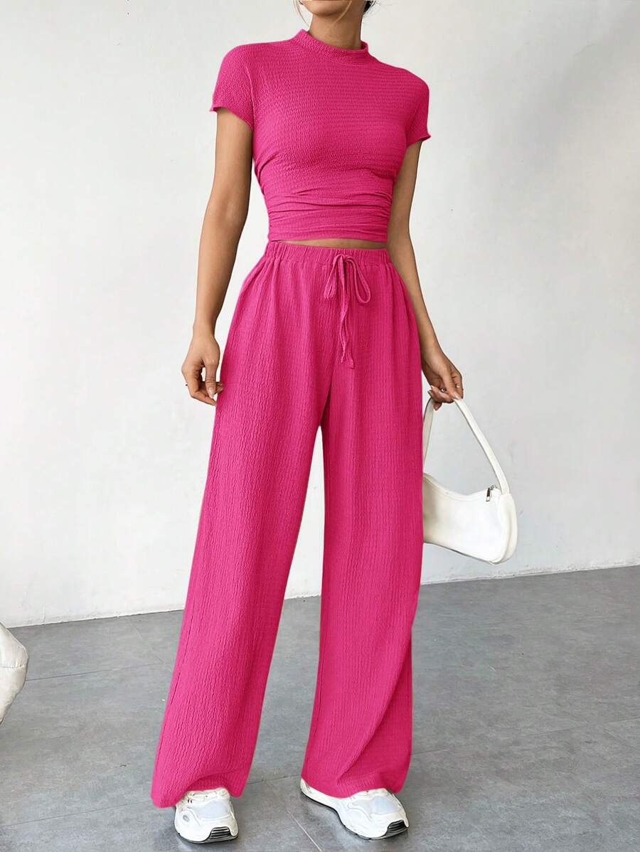 Ensemble Été Uni – Top Court & Pantalon Fluide