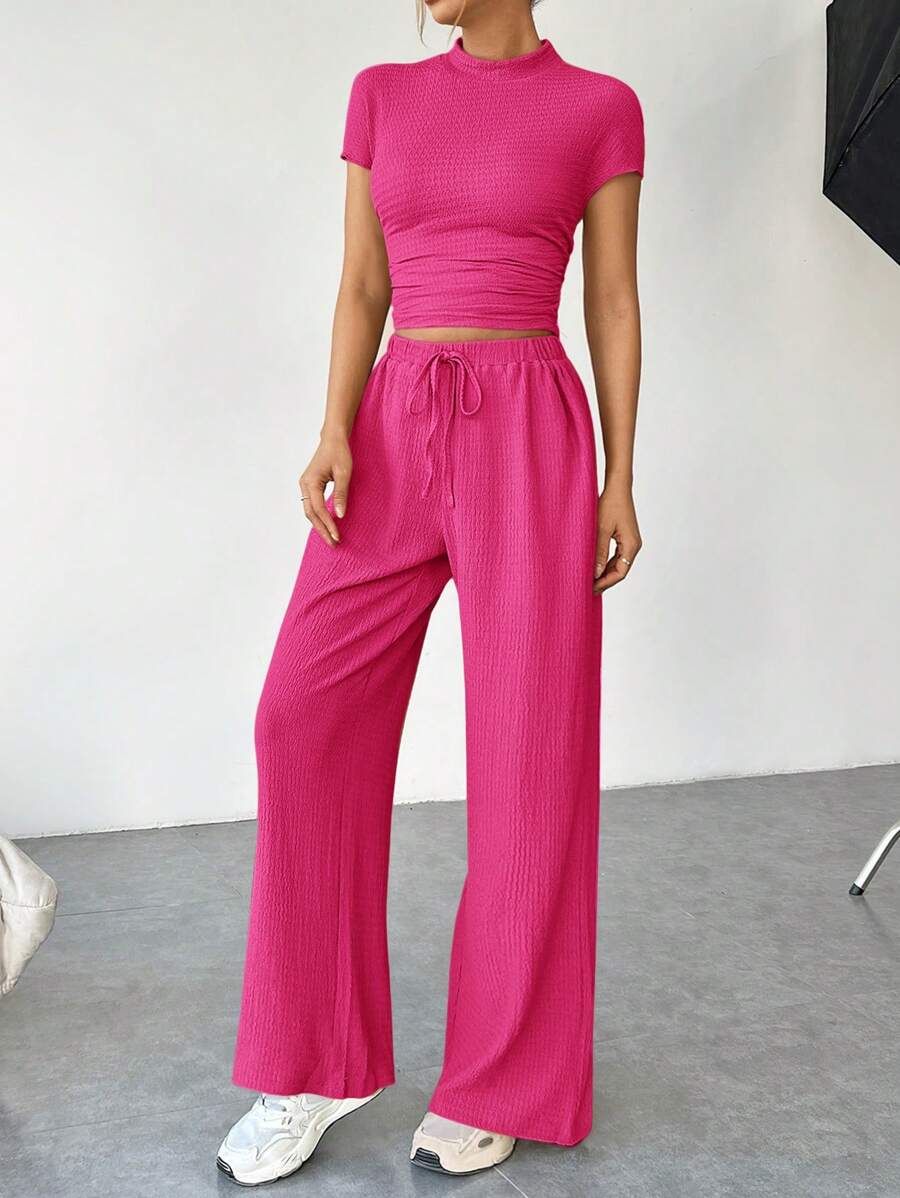 Ensemble Été Uni – Top Court & Pantalon Fluide