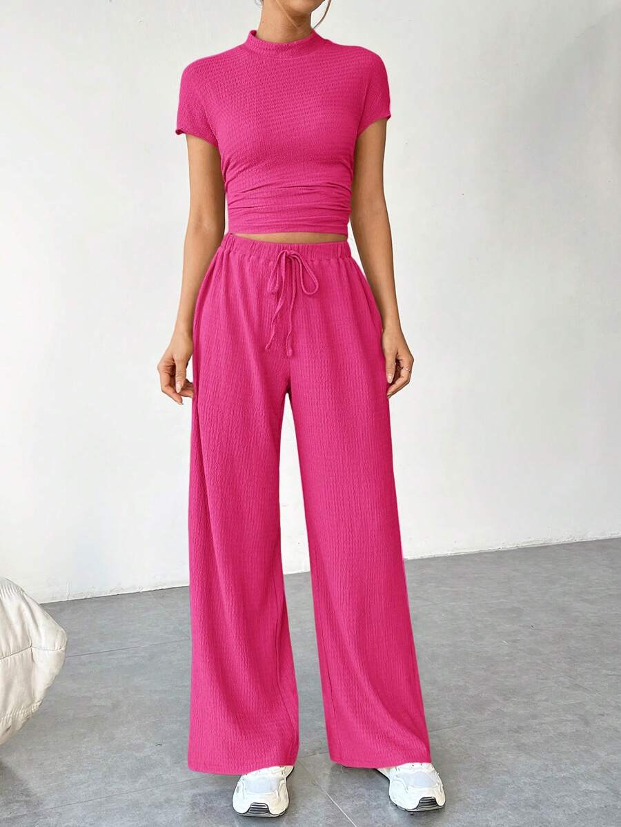 Ensemble Été Uni – Top Court & Pantalon Fluide