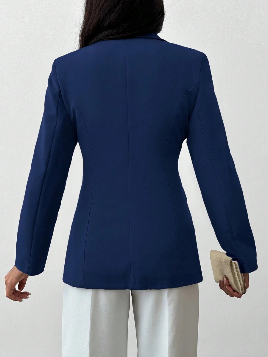 Blazer Femme à Col Revers et Bouton Unique