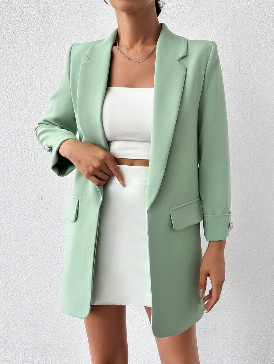Veste Femme Élégante à Revers Minces