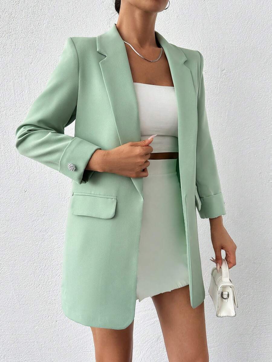 Veste Femme Élégante à Revers Minces