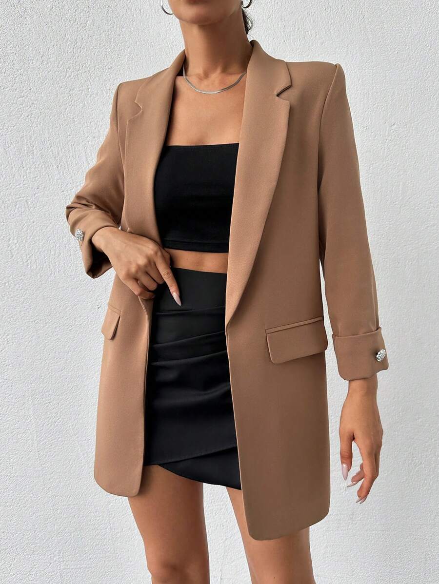 Veste Femme Élégante à Revers Minces