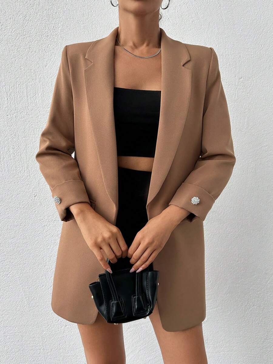 Veste Femme Élégante à Revers Minces