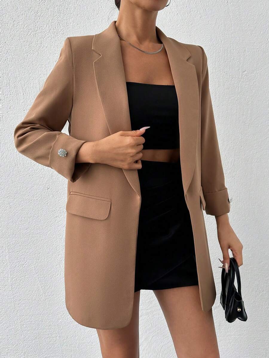 Veste Femme Élégante à Revers Minces