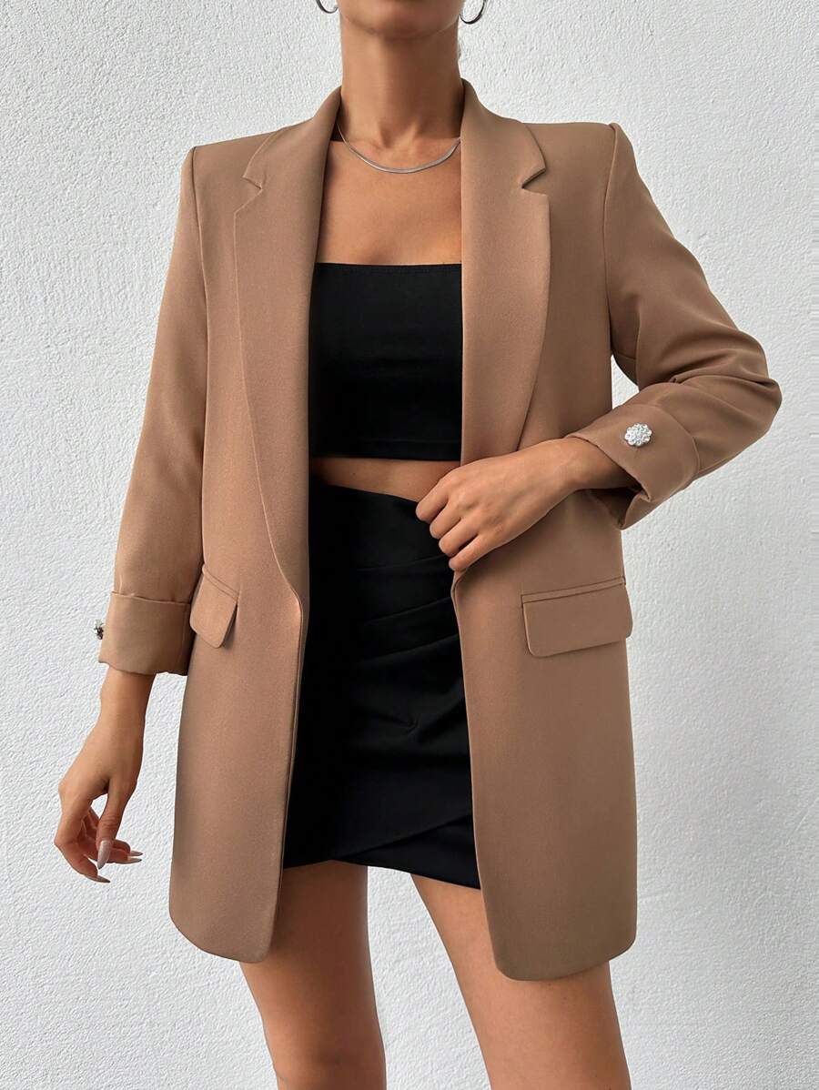 Veste Femme Élégante à Revers Minces