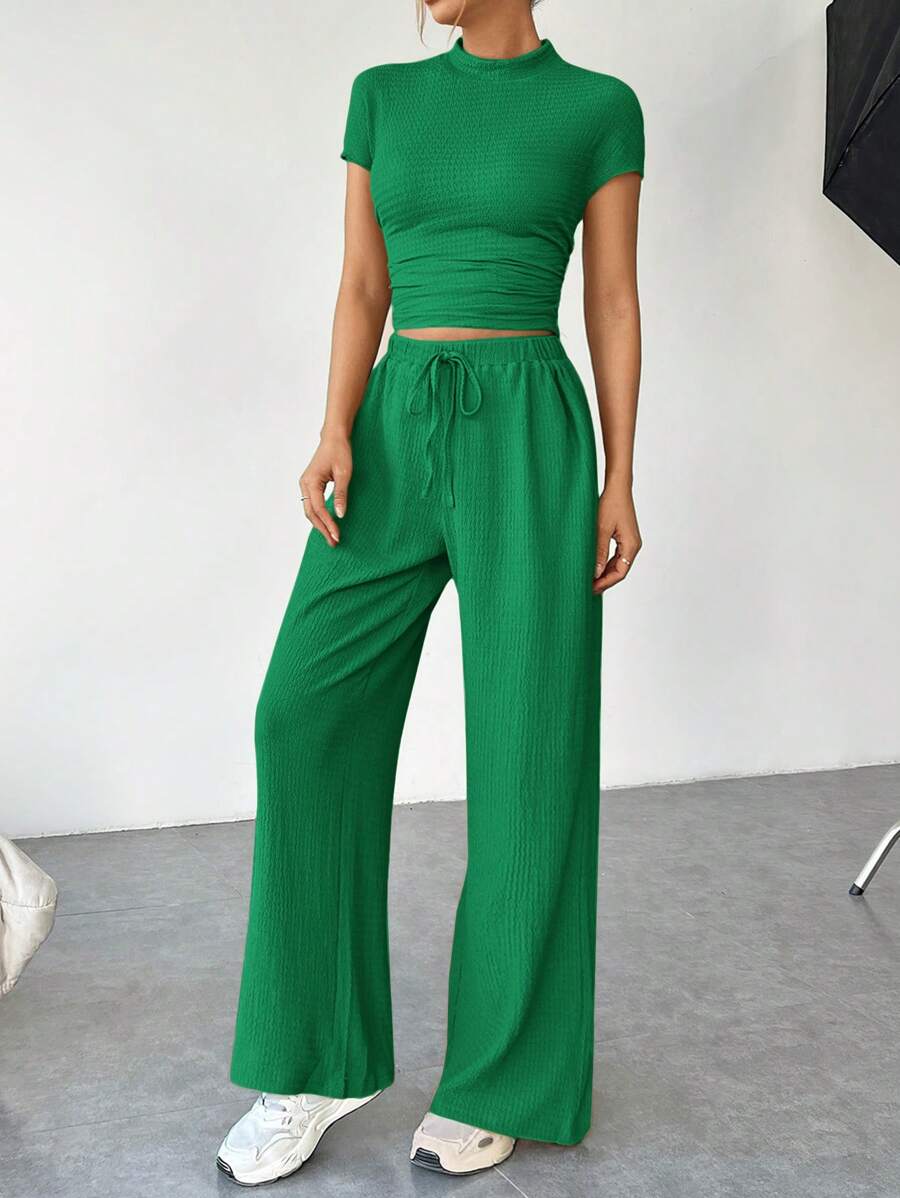 Ensemble Été Uni – Top Court & Pantalon Fluide