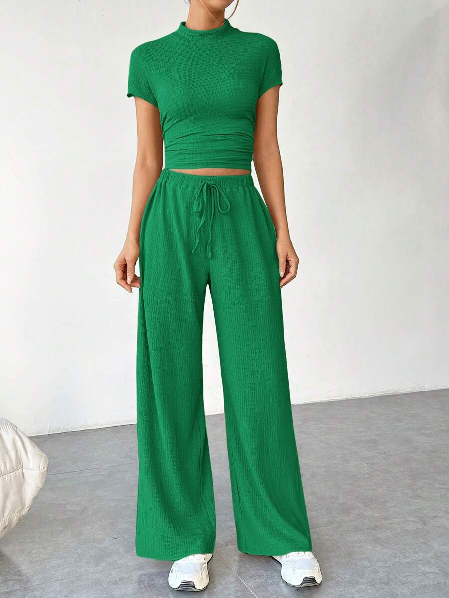 Ensemble Été Uni – Top Court & Pantalon Fluide
