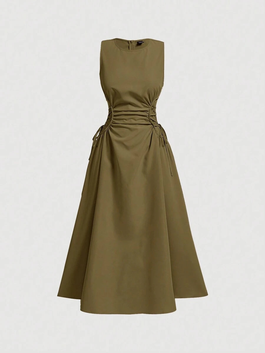 Robe Longue Unicolore à Volants Style Date Night
