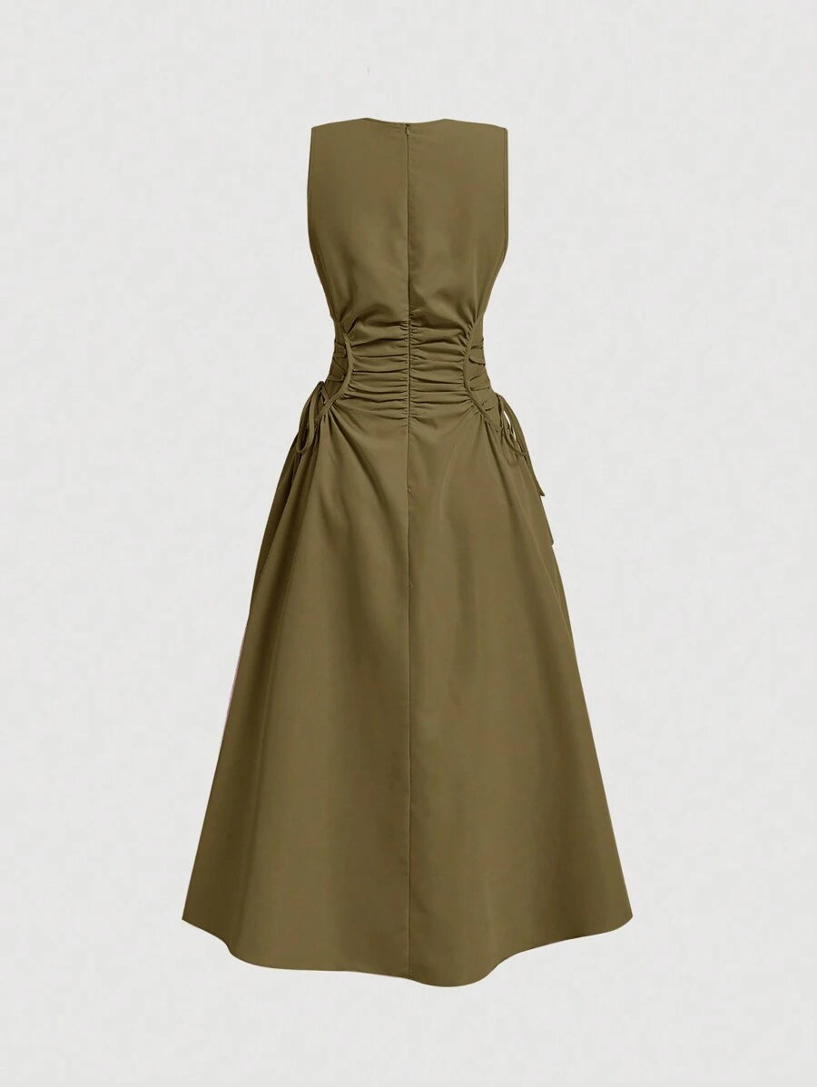 Robe Longue Unicolore à Volants Style Date Night