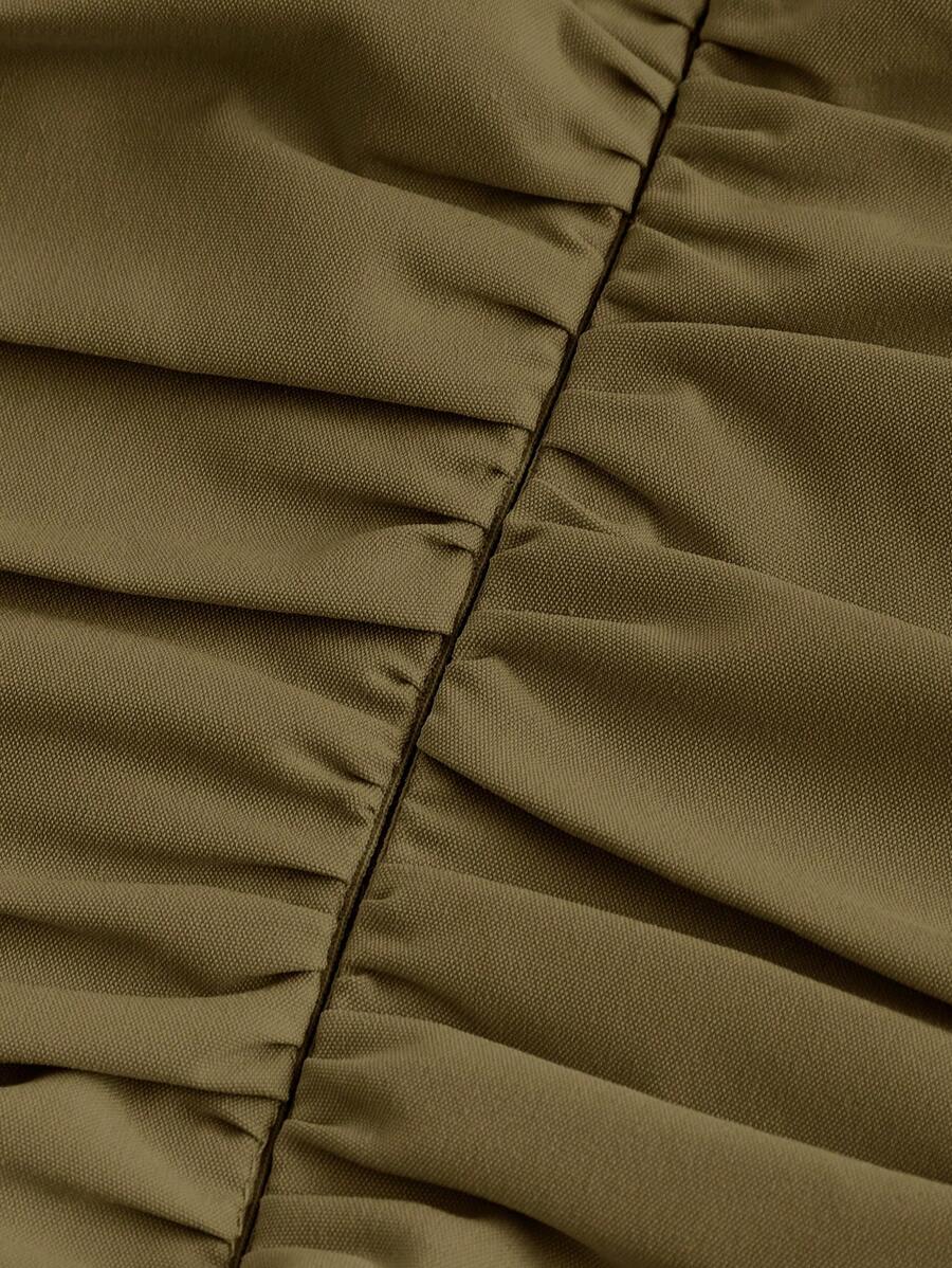 Robe Longue Unicolore à Volants Style Date Night