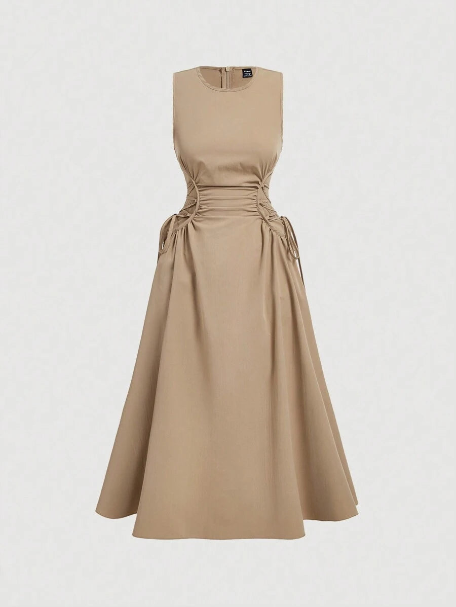 Robe Longue Unicolore à Volants Style Date Night