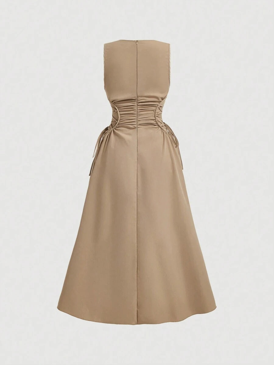 Robe Longue Unicolore à Volants Style Date Night