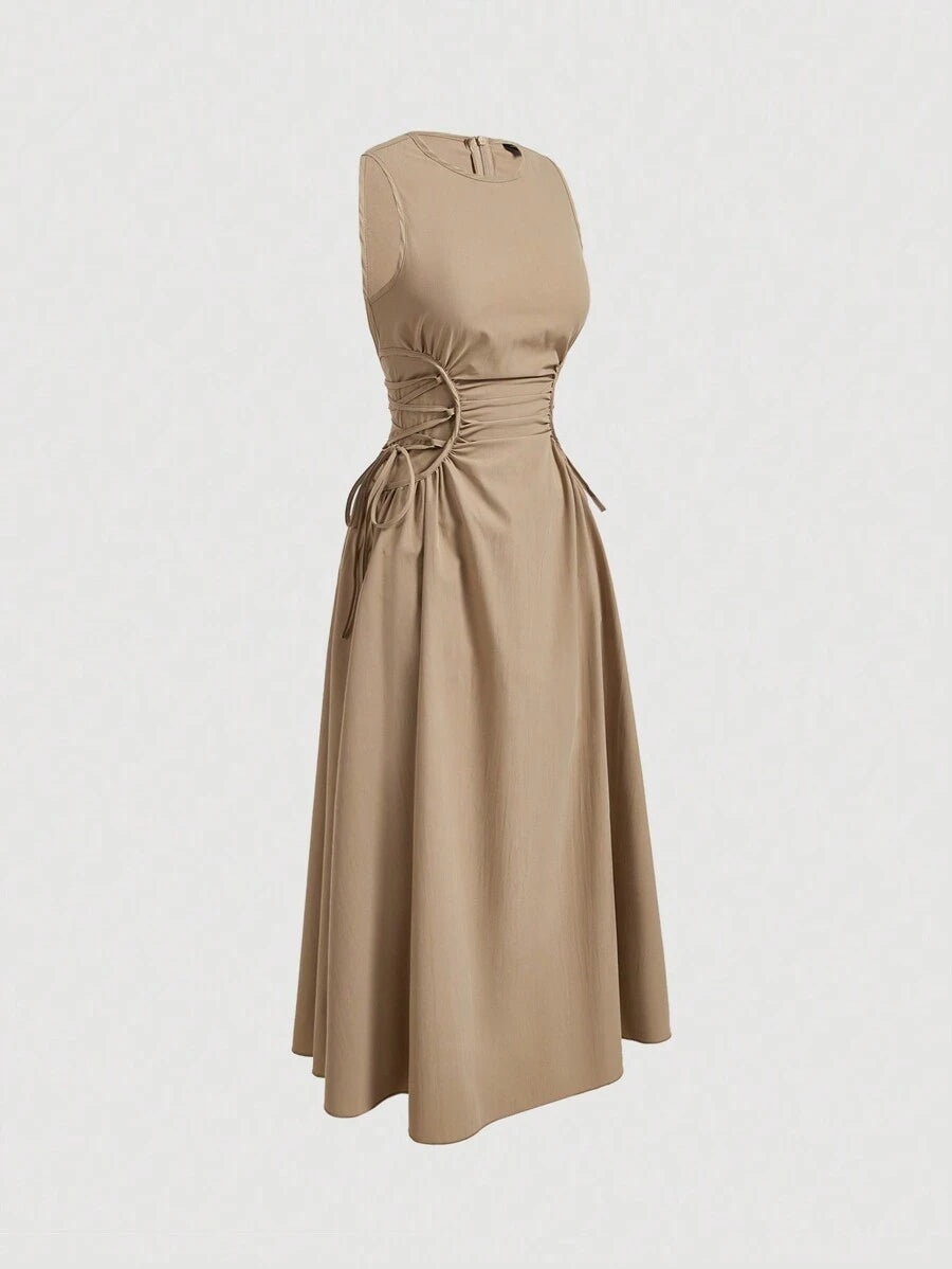 Robe Longue Unicolore à Volants Style Date Night
