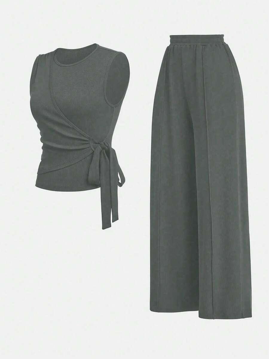 Ensemble décontracté – Débardeur Boutonné & Pantalon