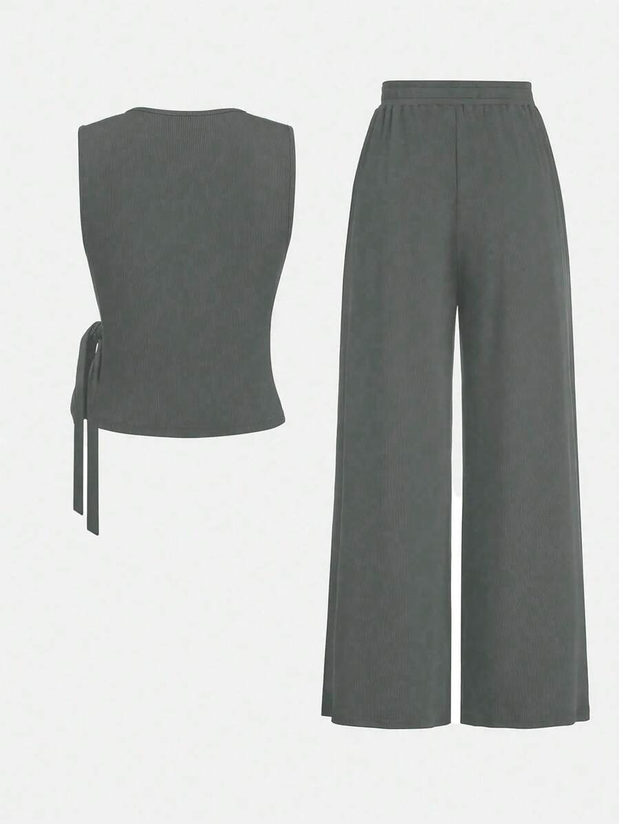Ensemble décontracté – Débardeur Boutonné & Pantalon