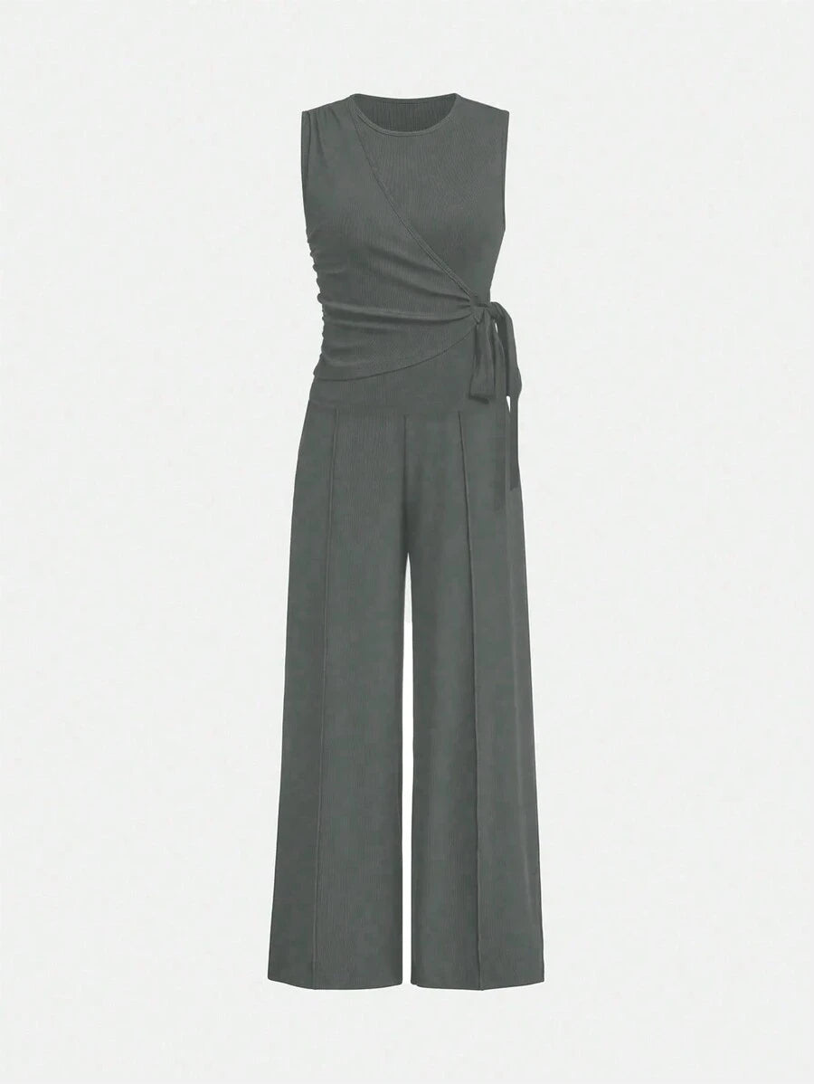 Ensemble décontracté – Débardeur Boutonné & Pantalon