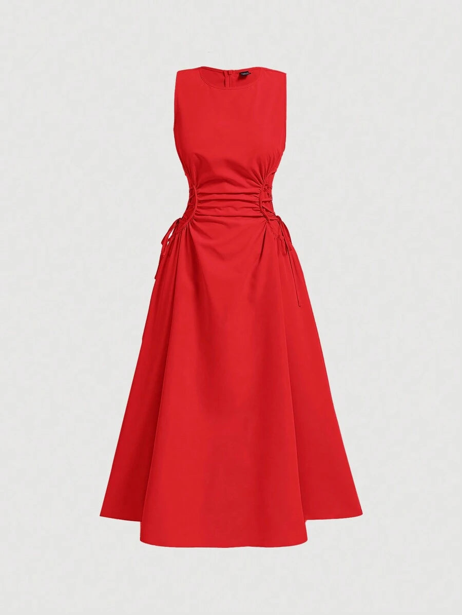 Robe Longue Unicolore à Volants Style Date Night