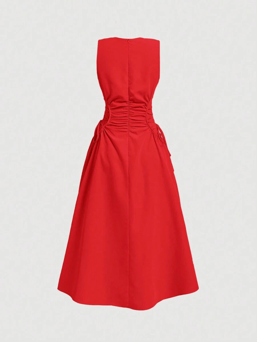 Robe Longue Unicolore à Volants Style Date Night