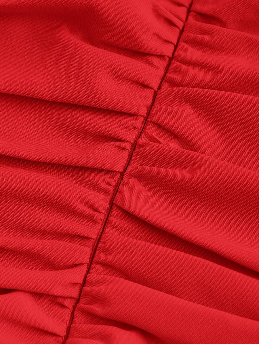 Robe Longue Unicolore à Volants Style Date Night