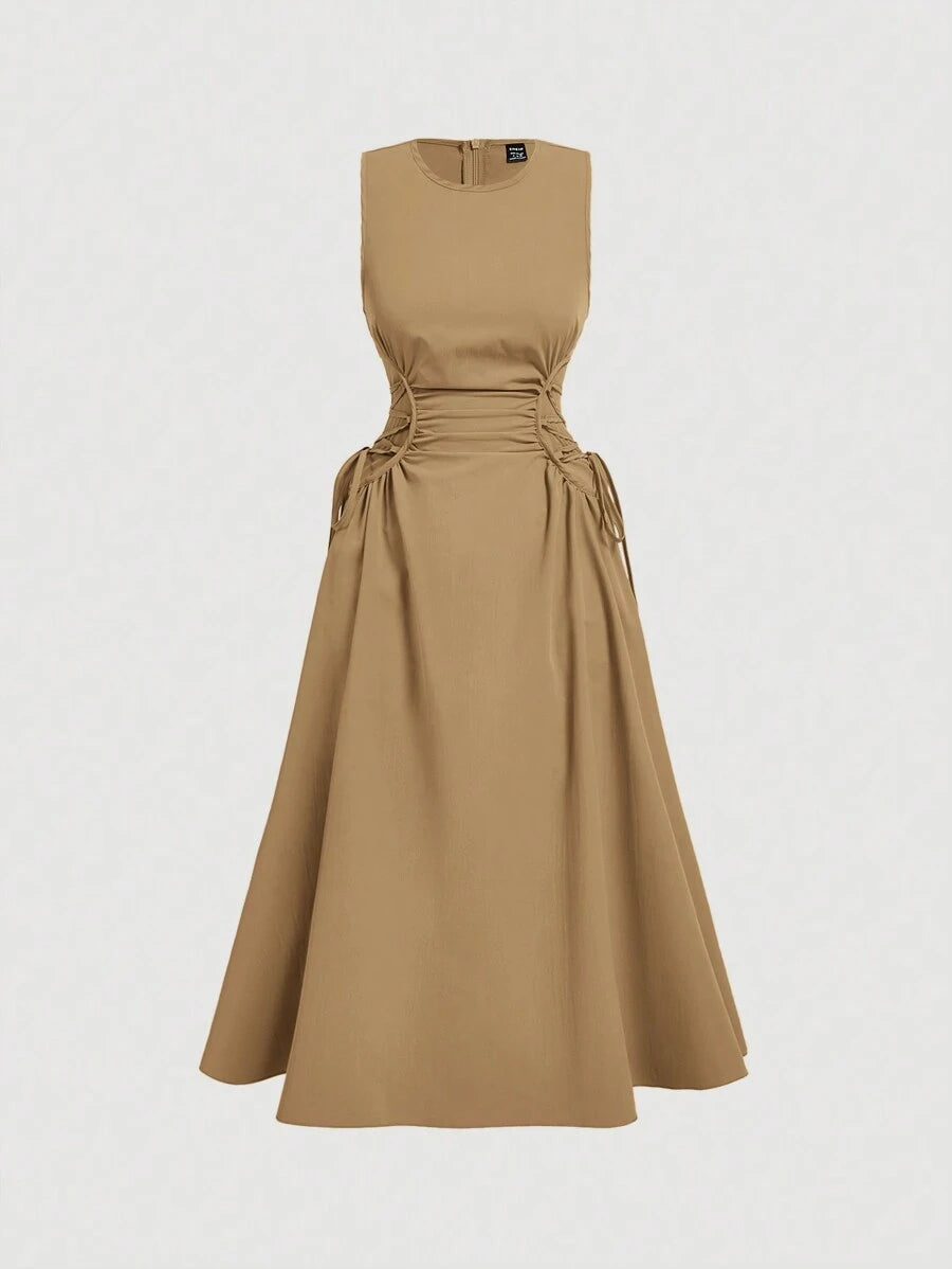 Robe Longue Unicolore à Volants Style Date Night