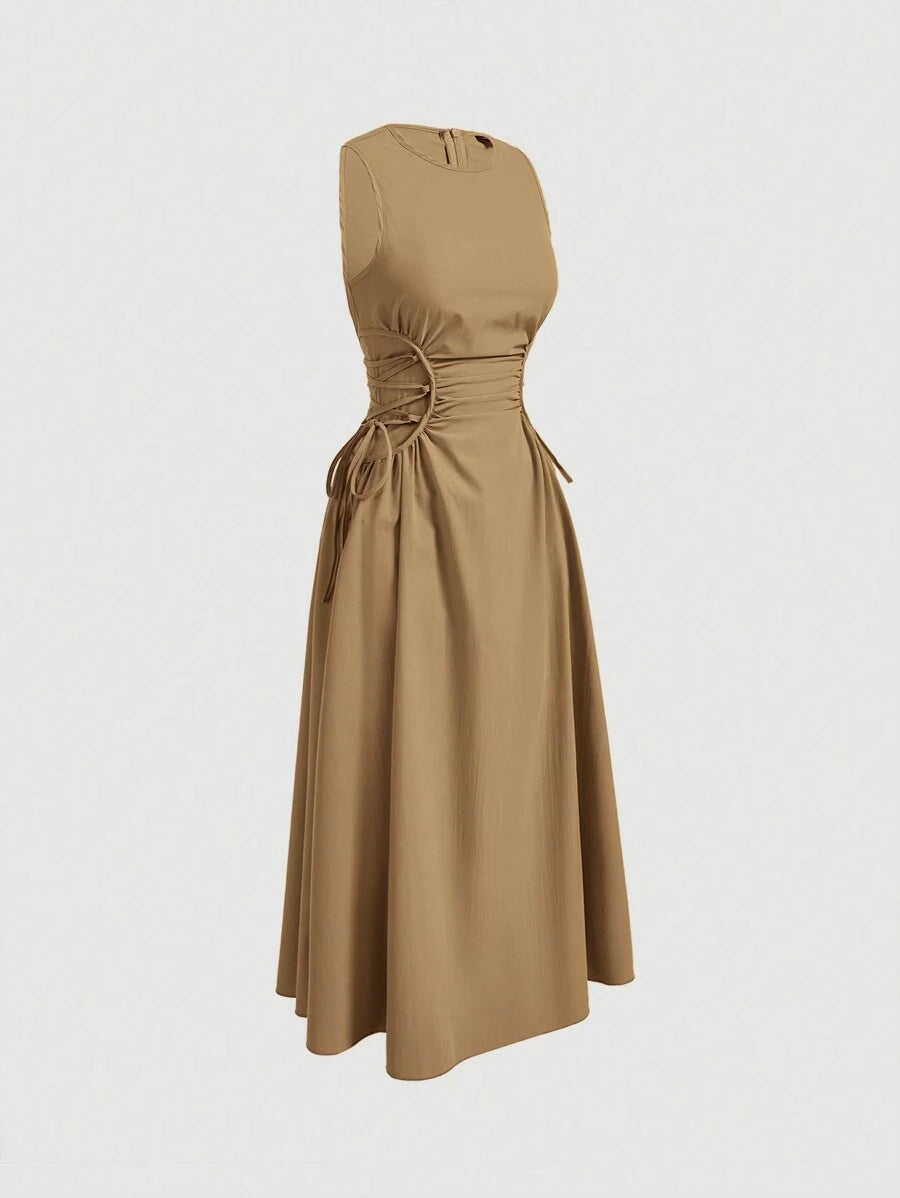 Robe Longue Unicolore à Volants Style Date Night