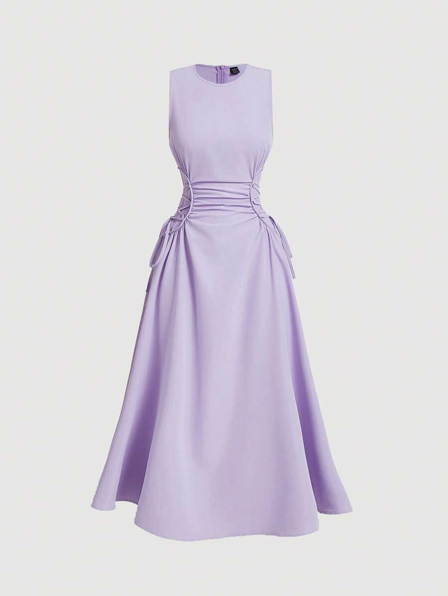 Robe Longue Unicolore à Volants Style Date Night
